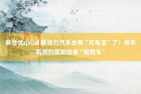 麻仓优qvod 新动力汽车也有“充电宝”了！用手机预约就能结束“桩找车”